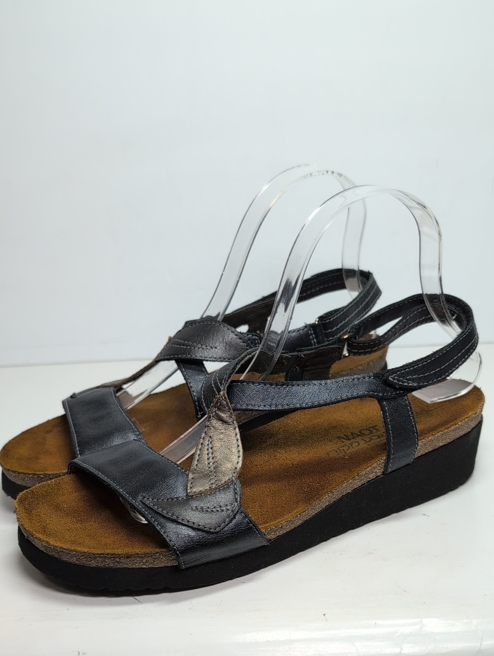 Naot caroline pewter & black wedge sandals womans size 9 EU 40 - Picture 3 of 15